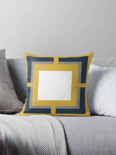 Item preview, Squared: Minimalist Geometric Pattern in Light Mustard Yellow, Navy Blue, Grey, and White designed and sold by kierkegaard.