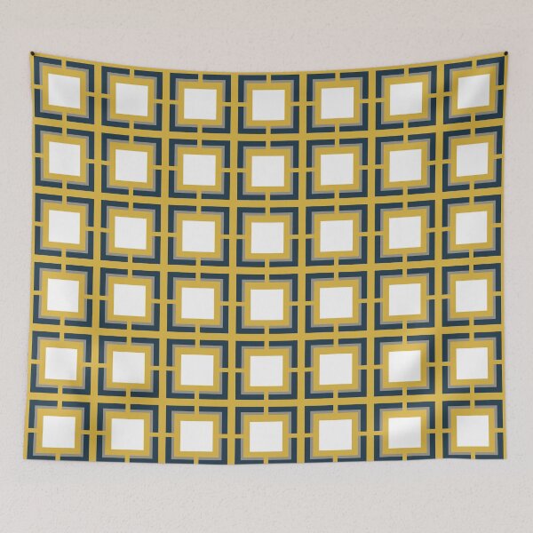 Item preview, Squared: Minimalist Geometric Pattern in Light Mustard Yellow, Navy Blue, Grey, and White designed and sold by kierkegaard.