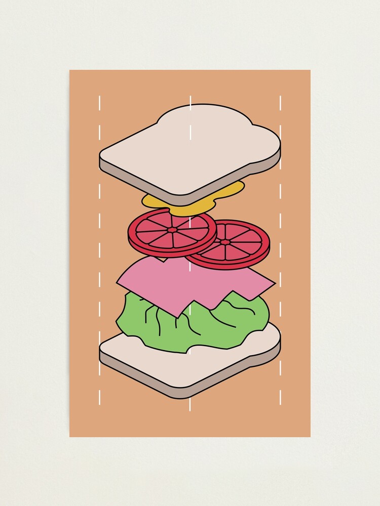 "Exploded Sandwich Diagram. Graphic Artwork" Photographic Print for