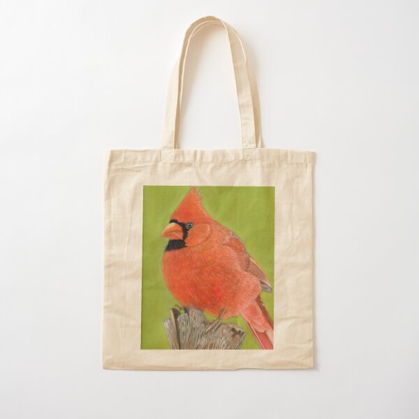 Cardinal Winters Coming Pastel Painting Cotton Tote Bag
