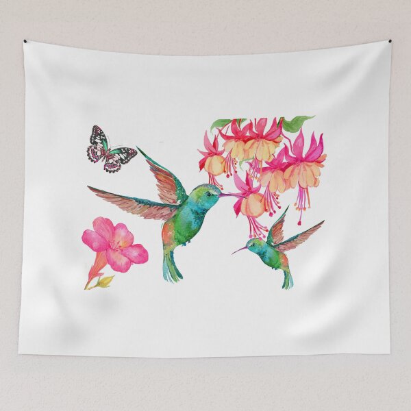 Item preview, Hummingbirds and a butterfly between fuchsias designed and sold by gabmenfer.