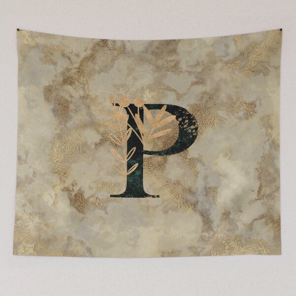 Item preview, Floral Gold Metallic Marble Monogram P designed and sold by MysticMagpie.