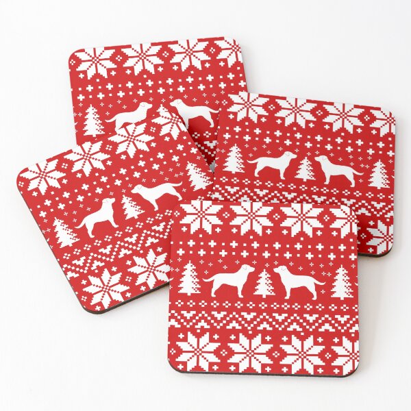 Item preview, Labrador Retriever Silhouettes Red and White Christmas Holiday Pattern designed and sold by Jenn Inashvili.