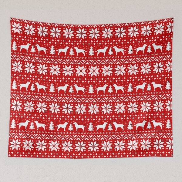 Item preview, Labrador Retriever Silhouettes Red and White Christmas Holiday Pattern designed and sold by Jenn Inashvili.