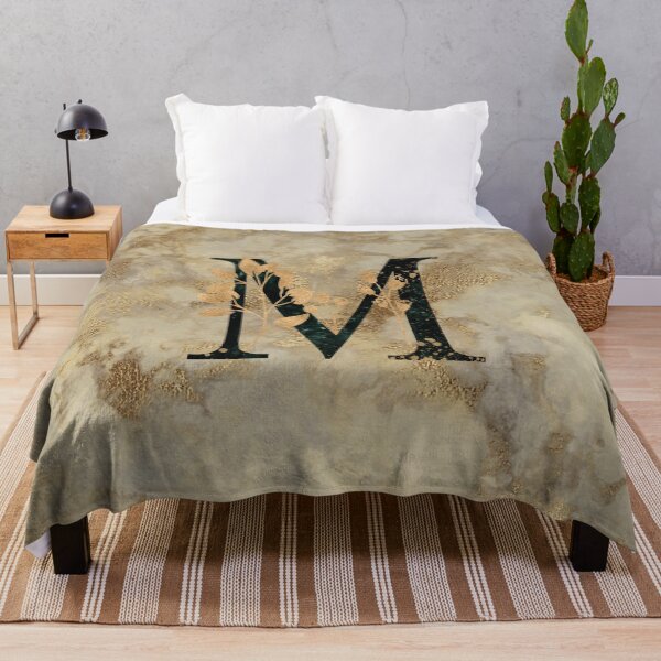 Item preview, Floral Gold Metallic Marble Monogram M designed and sold by MysticMagpie.