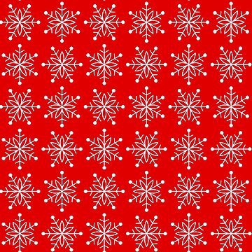 Christmas Snowflake Stars Pattern in Holly Jolly Red Wrapping Paper by  DEC02
