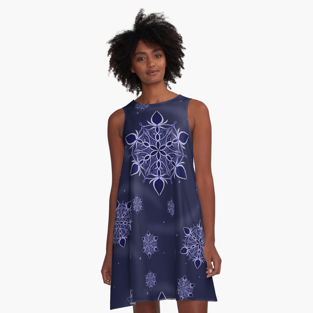 Silver and Sapphires A-Line Dress