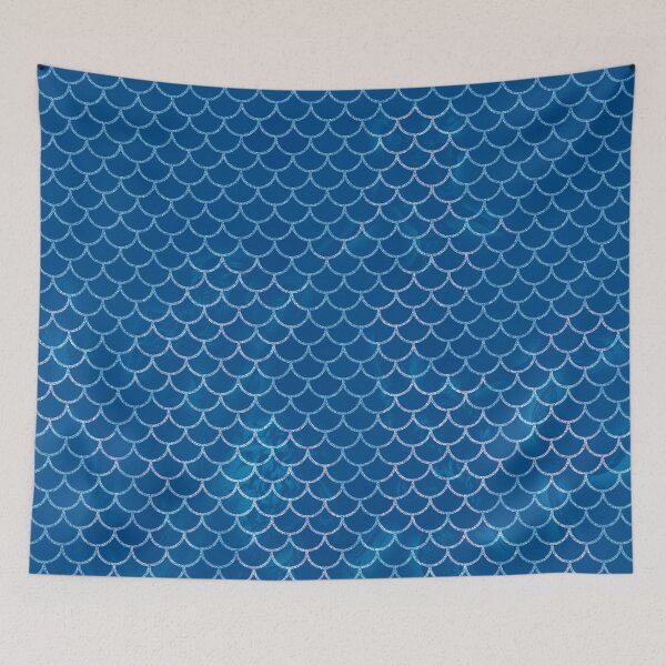 Item preview, Mermaid in Classic Pantone Blue 2020 Scale Print Pattern designed and sold by ClaudiaFlores.