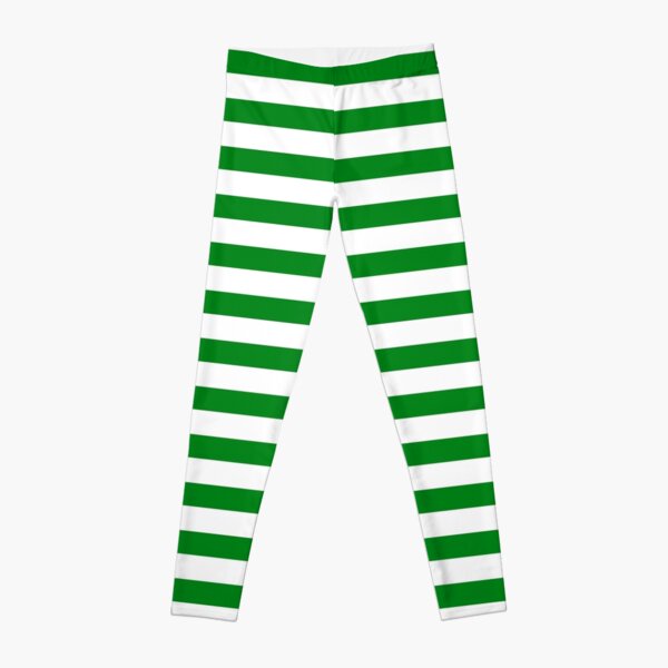 Green and White Stripes Leggings