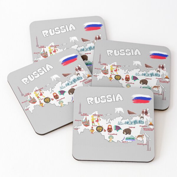Item preview, Russia Map Landmarks tourist attractions cities and flag  designed and sold by mashmosh.