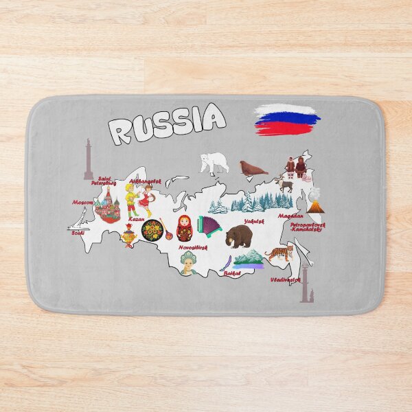 Item preview, Russia Map Landmarks tourist attractions cities and flag  designed and sold by mashmosh.