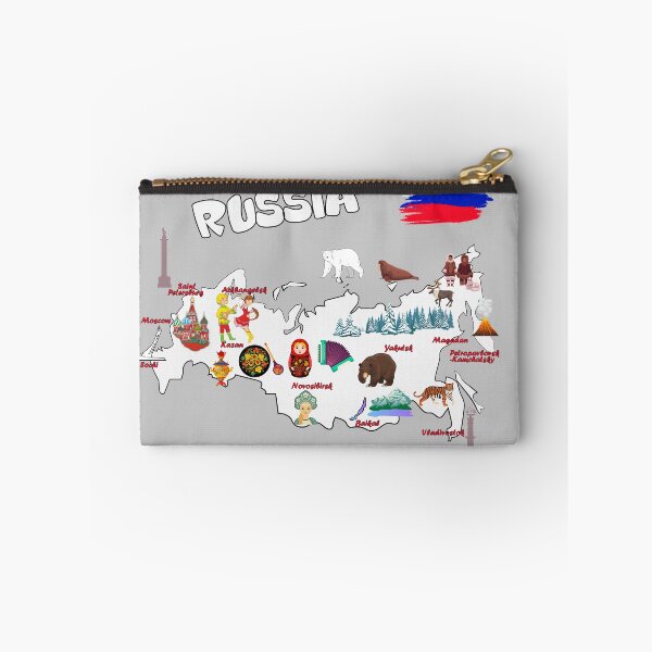 Item preview, Russia Map Landmarks tourist attractions cities and flag  designed and sold by mashmosh.