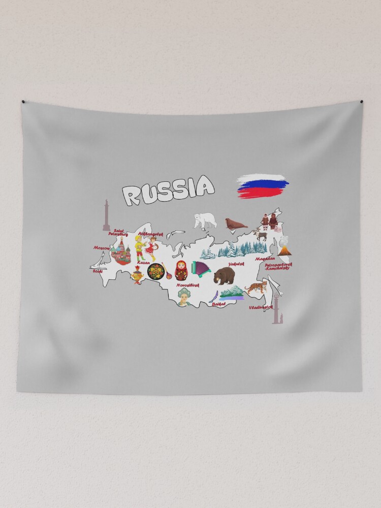 Flag Map of Russia, Russia Map Outline with National Flag Inside Poster  for Sale by mashmosh