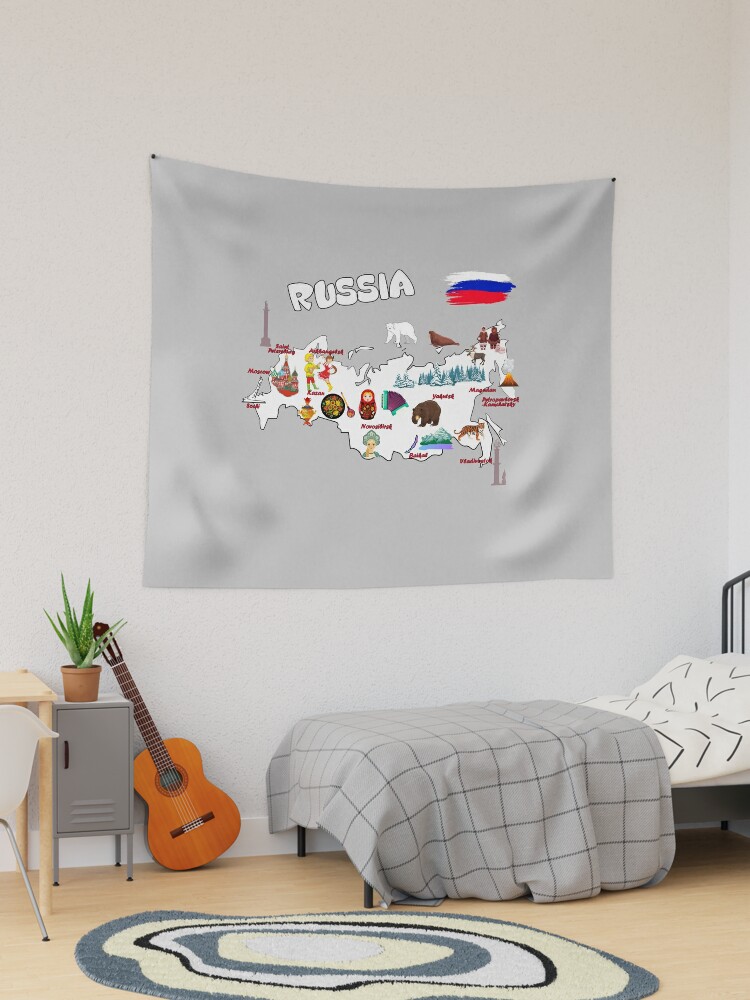 Wavy Russian Flag inside Map of Russia  Sticker for Sale by mashmosh