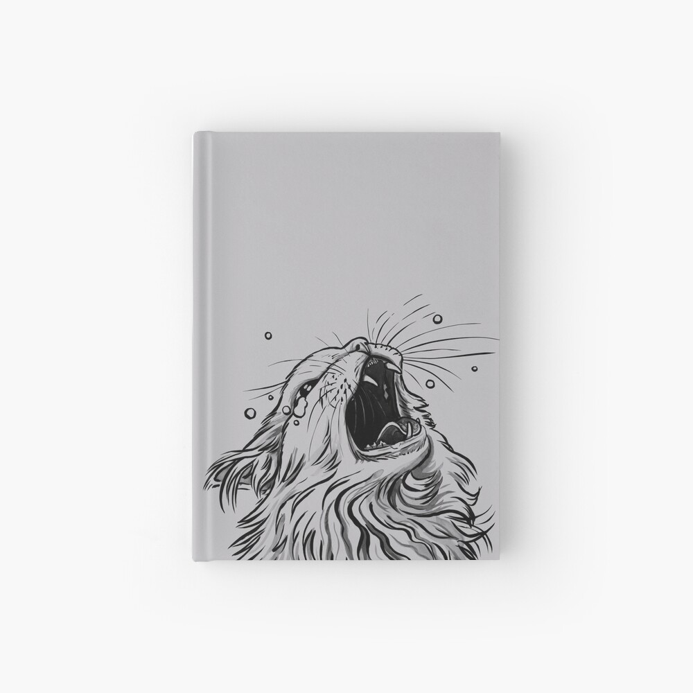 White/Lines-Only Screaming Thurston Meme Cat Hardcover Journal
