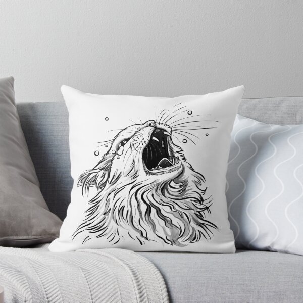 Item preview, White/Lines-Only Screaming Thurston Meme Cat designed and sold by Thurstonwaffles.