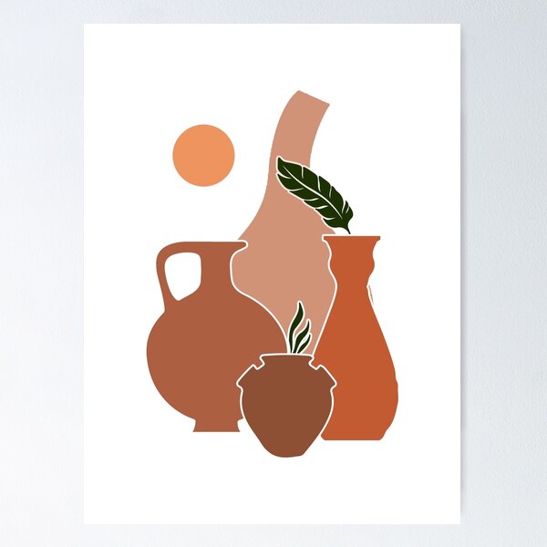 Artikelvorschau, Terracotta Art - Griechische Vasen 04 - Modern, Minimal, Contemporary Abstract - Brown, Burnt Sienna entworfen und verkauft von Studio Grafiikka.
