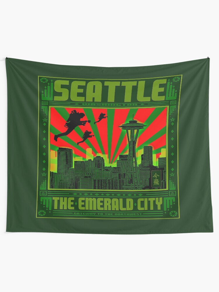 "SEATTLE THE EMERALD CITY" Tapestry by GUS3141592 Redbubble