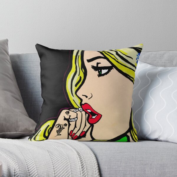 Rat de graffiti vs jolie fille de Pop Art Coussin