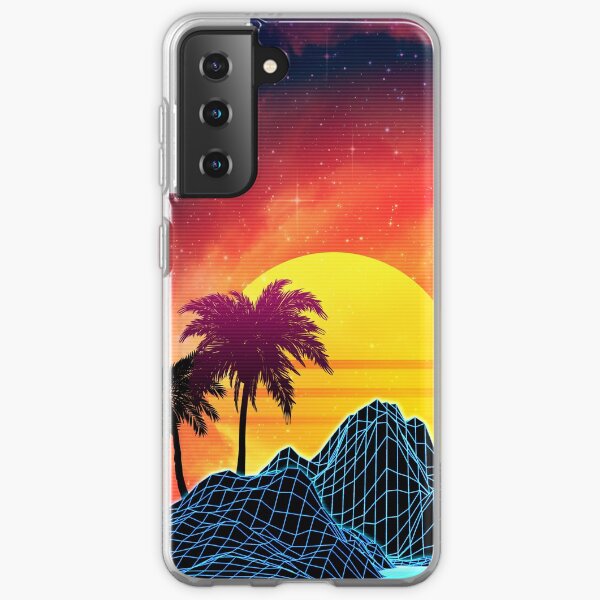 80s retro aesthetic vaporwave sunset Samsung Galaxy Soft Case