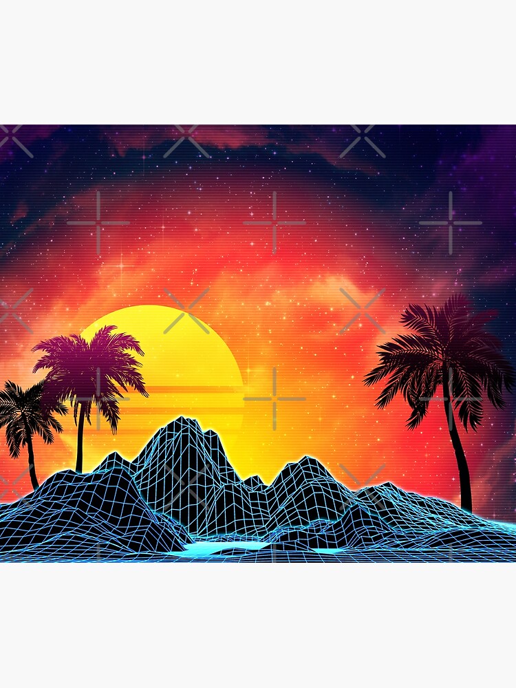 80s retro aesthetic vaporwave sunset