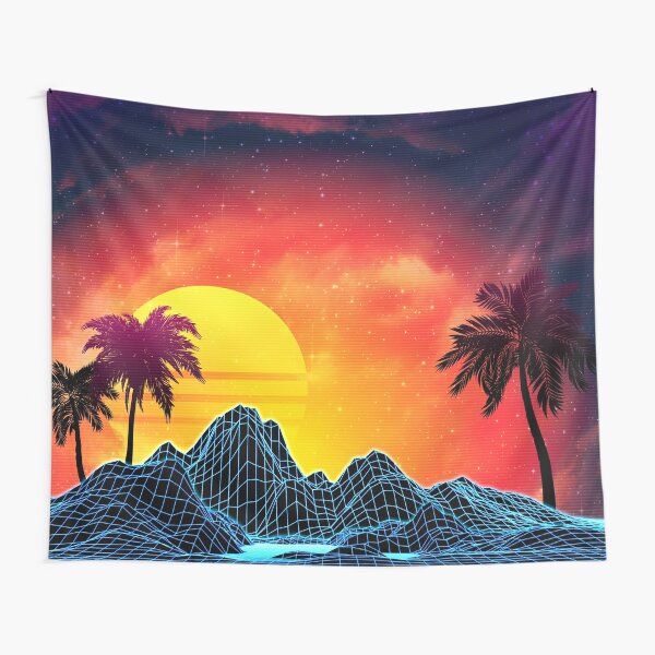 80s retro aesthetic vaporwave sunset Tapestry