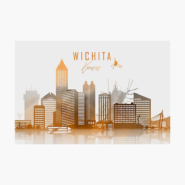 Item preview, Wichita Kansas City Warm Skyline designed and sold by DimDom.