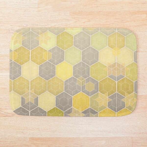 Lemon & Grey Honeycomb Bath Mat