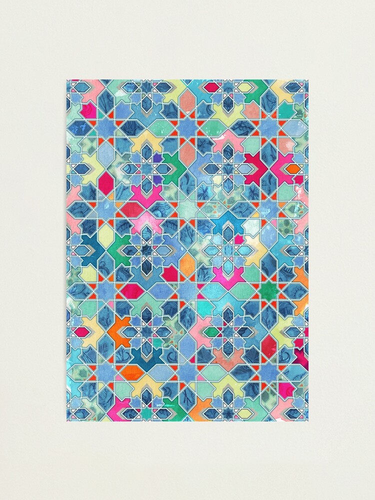 Pretty Pastel Moroccan Tile Mosaic Pattern pretty-pastel-moroccan-tile-mosaic-pattern-photographic-print-for-sale-by-micklyn-redbubble