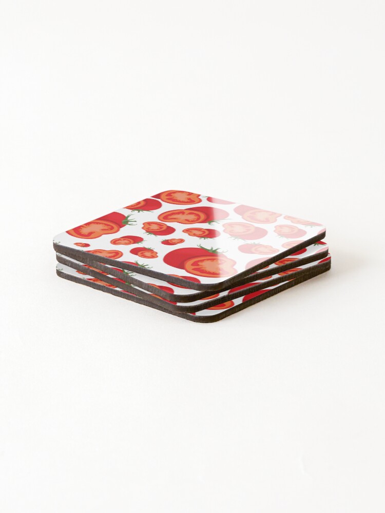 Thumbnail 4 of 5, Coasters (Set of 4), Tomato pattern designed and sold by conceptDVS.