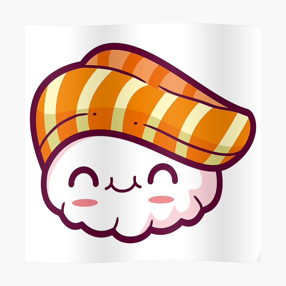 Kawaii Japanese Anime Manga Sushi Salmon Nigiri Otaku Poster By Kawaii Japanese Anime Manga Sushi Salmon Nigiri Otaku Poster By