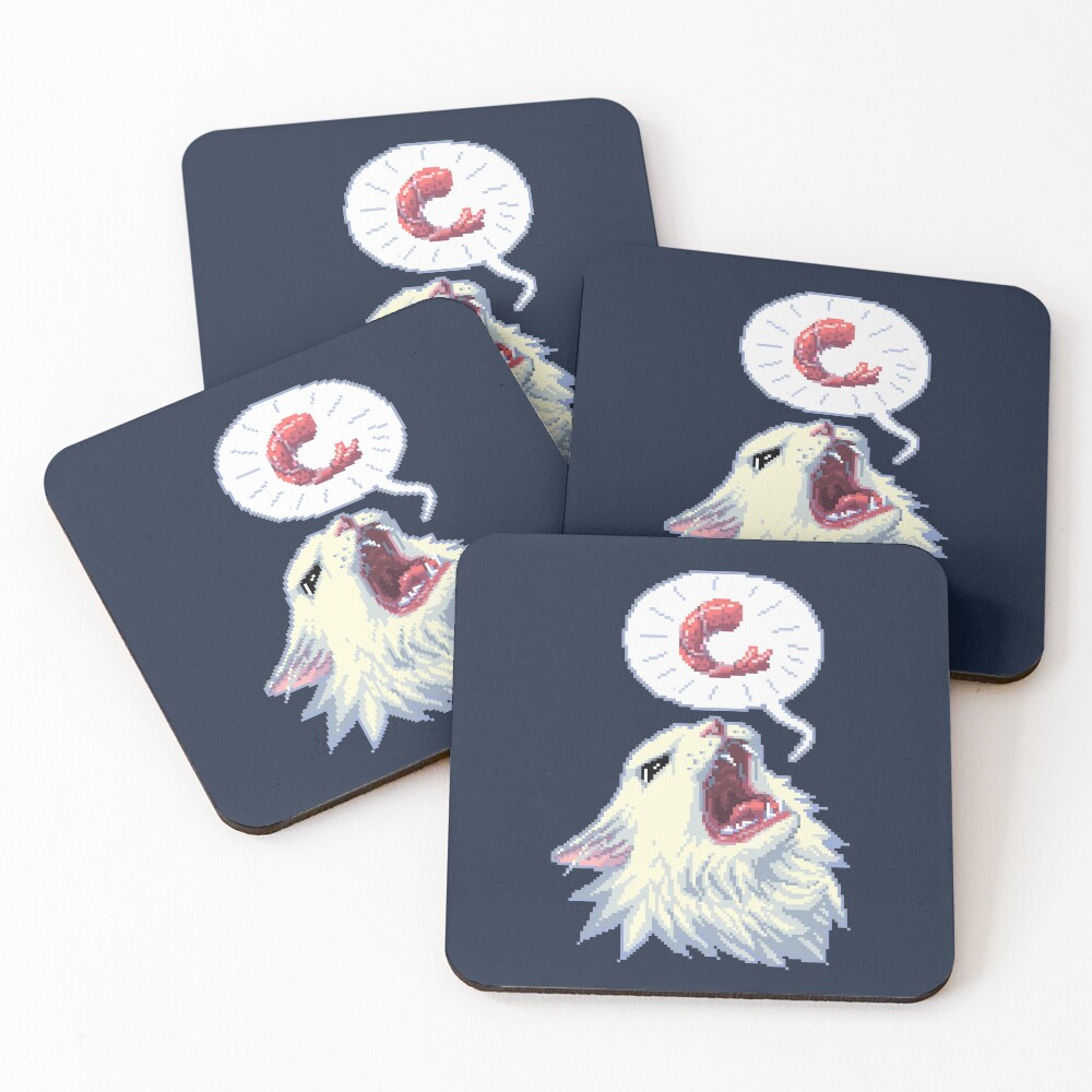 8-bit Shrimpin' Thurston the cat Coasters (Set of 4)