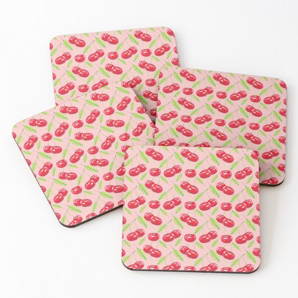 Item preview, watercolor cherry and leaves pattern pink designed and sold by gata-iris.