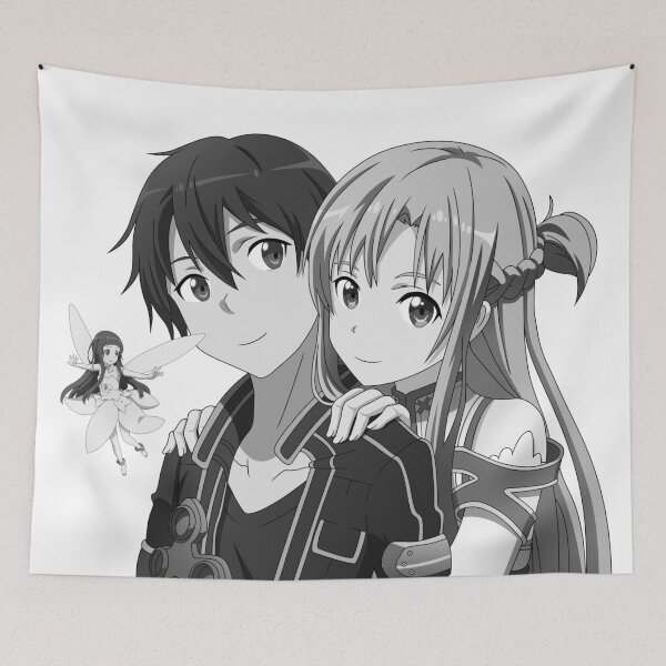 Item preview, Kirito, Asuna & Yui (Grayscale) designed and sold by Violet Dreaming.