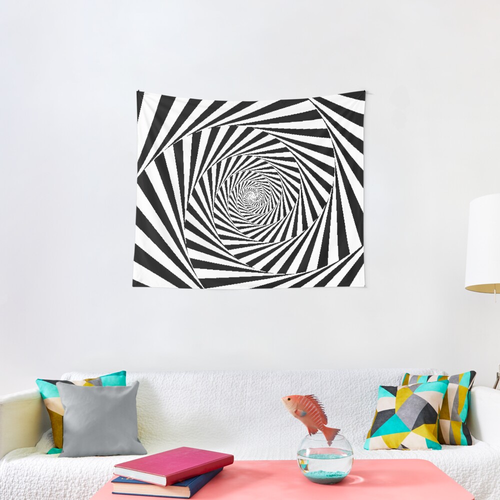 Espiral Hipnótica, Optical Illusion Beige Swirl Tapestry