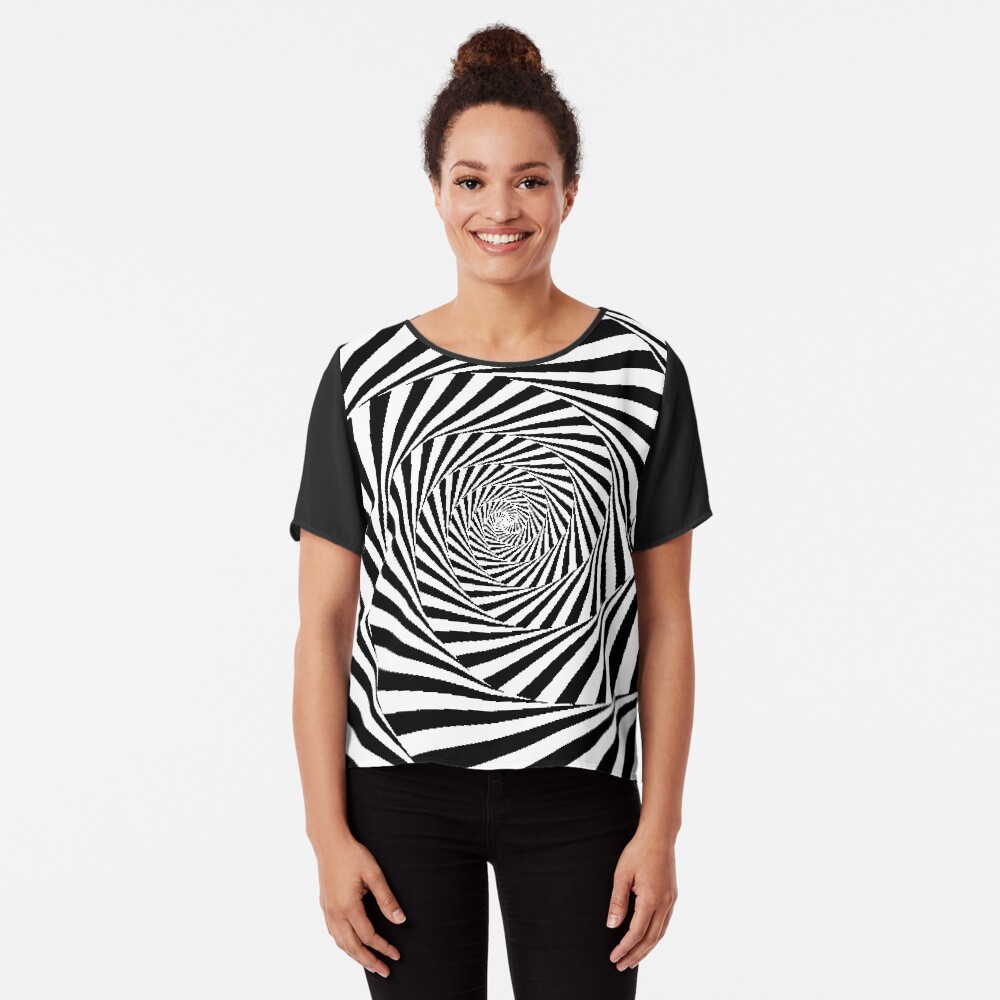 Optical Illusion Beige Swirl,  ssrco,chiffon_top,womens,black,front,square_three_quarter,x1000-bg,f8f8f8