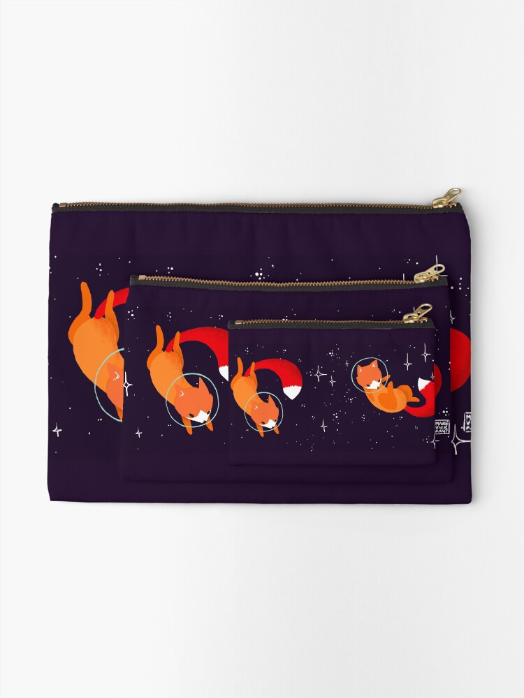 Alternate view of Space Foxes Zipper Pouch