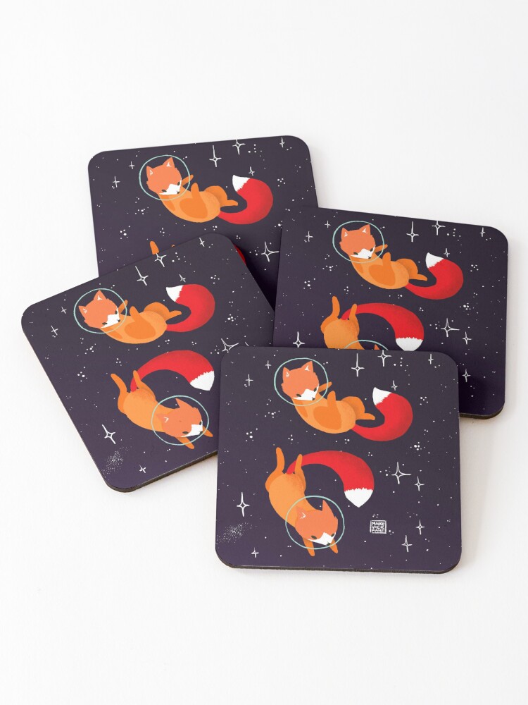 Coasters (Set of 4), Space Foxes designed and sold by Maike Vierkant
