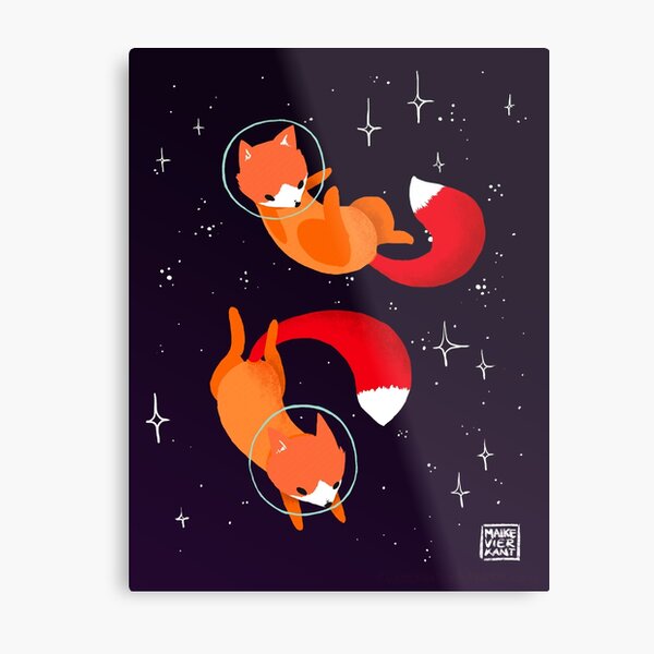 Space Foxes Metal Print