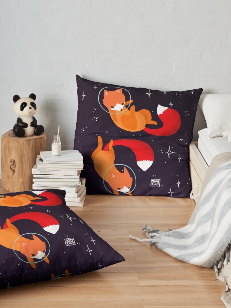 Alternate view of Space Foxes Floor Pillow