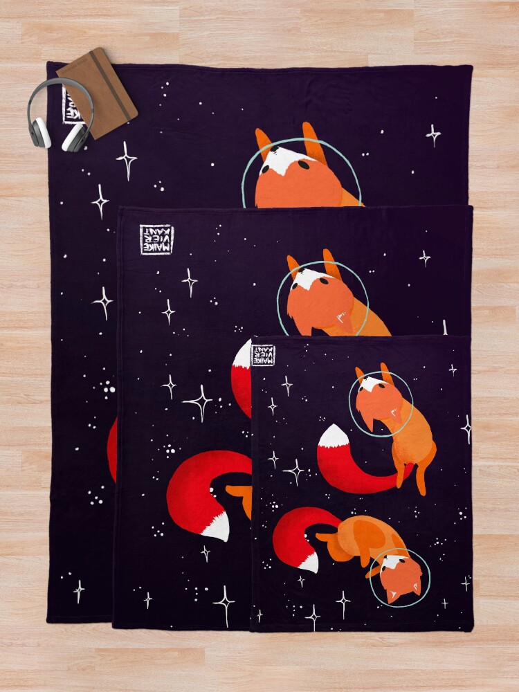 Alternate view of Space Foxes Throw Blanket