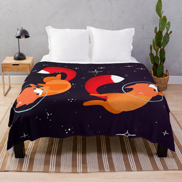 Space Foxes Throw Blanket