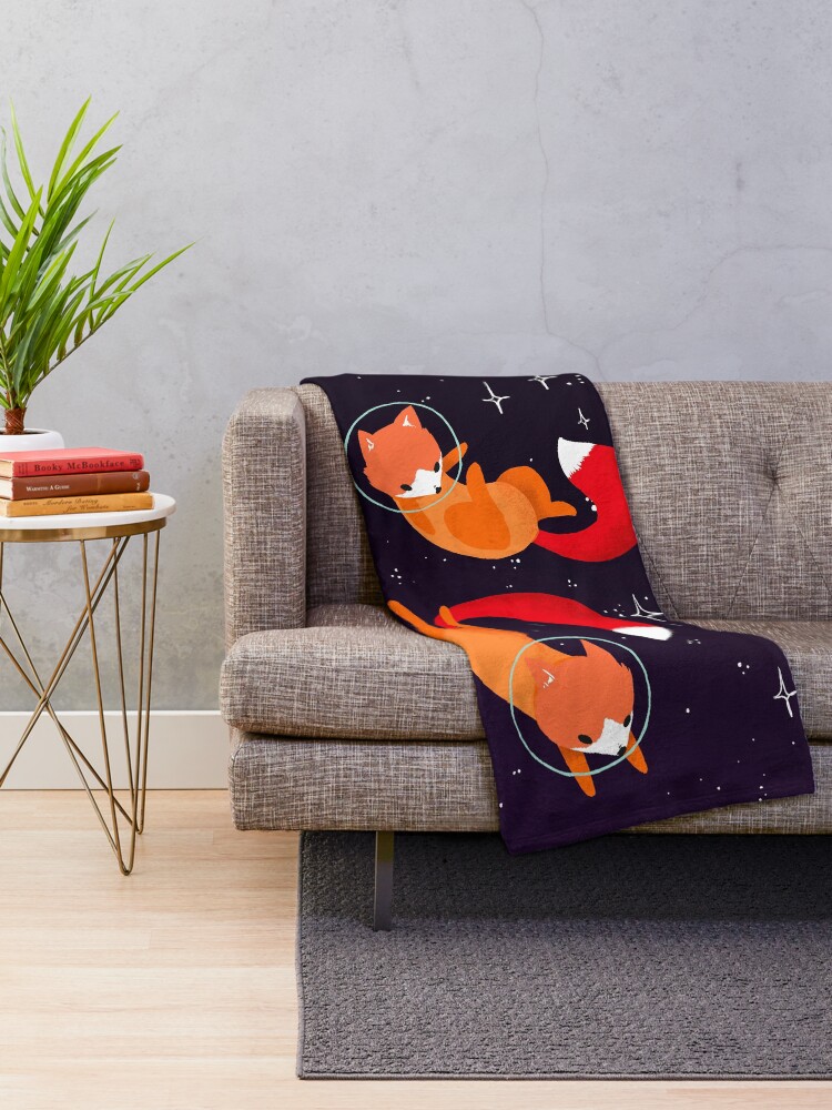 Alternate view of Space Foxes Throw Blanket