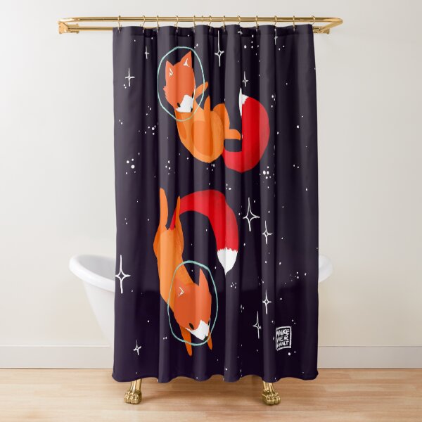 Space Foxes Shower Curtain
