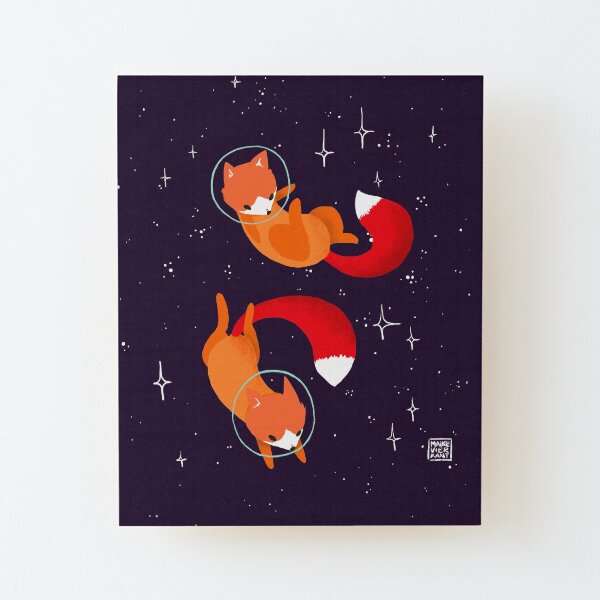 Space Foxes Wood Mounted Print