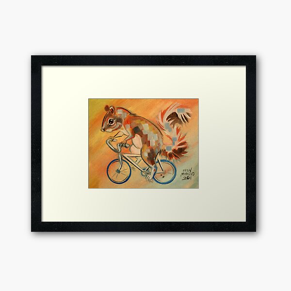 Squirrel on a Bicycle Framed Art Print