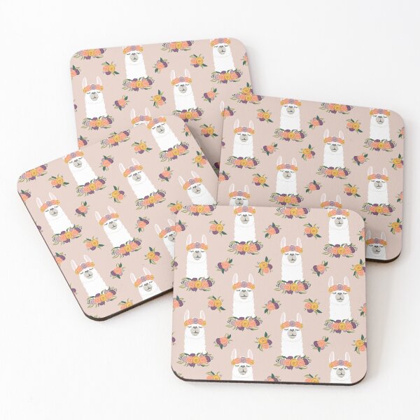 Item preview, Floral Llamas - floral crowns llama on blush designed and sold by littlearrow.