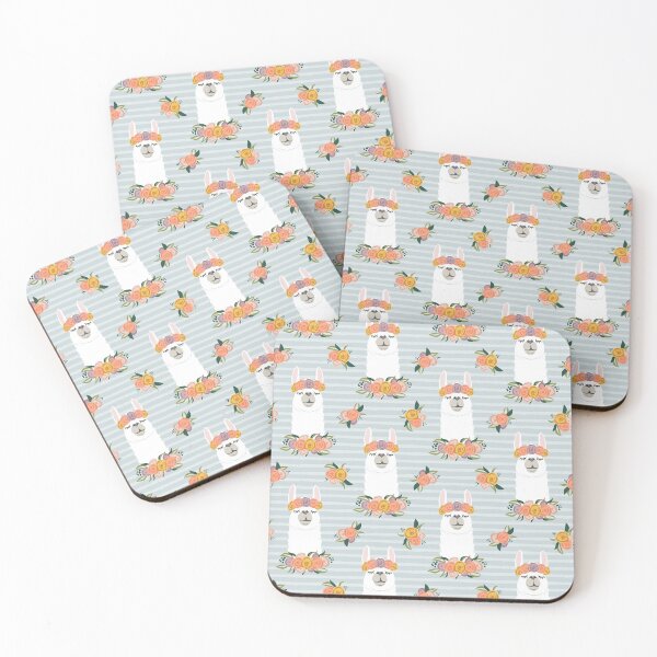 Item preview, Copy of Floral Llamas - floral crowns llama on mauve stripes designed and sold by littlearrow.