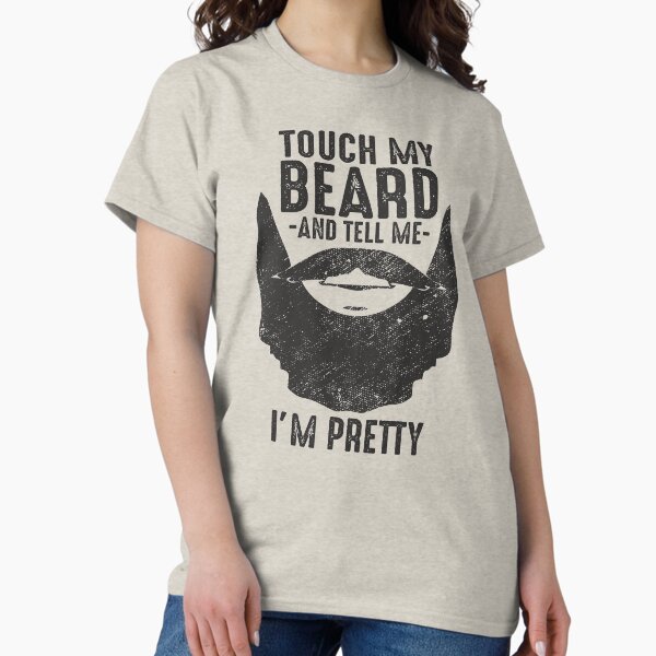 Vista previa del artículo con la obra «Toca mi barba y dime que soy un regalo bastante divertido para hombres con barba y vello facial negro», diseñado y vendido por alenaz.