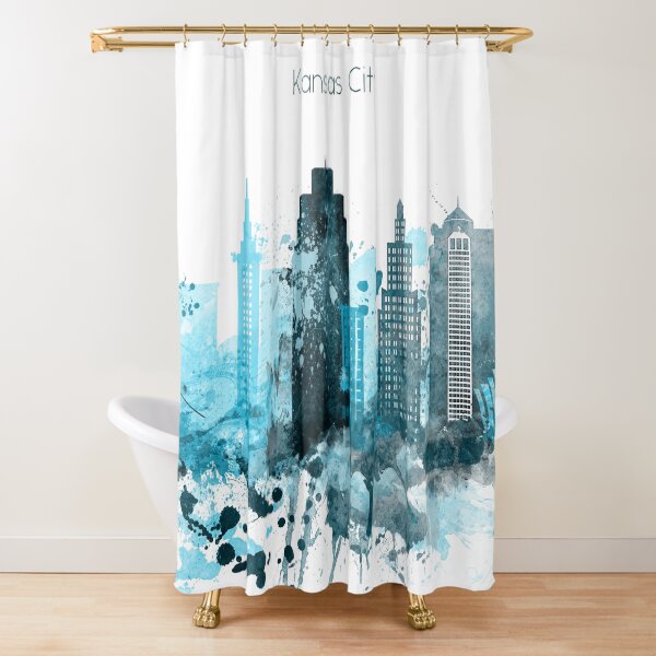 Item preview, Kansas City Monochrome Blue Skyline designed and sold by DimDom.